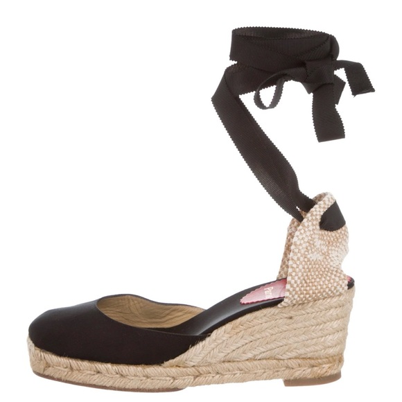 Christian Louboutin Shoes - Christian Louboutin Black and Tan Espadrille Wedges